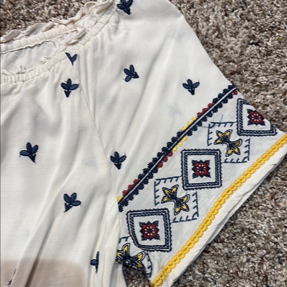 Cream Ruffled Embroidered Mini Sundress - Picture 2 of 4